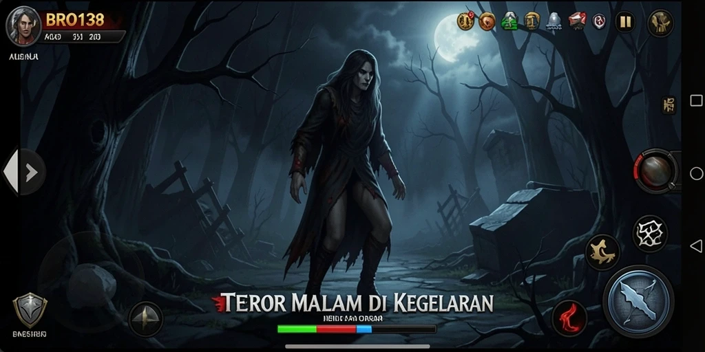 Tampilan gameplay yang menyeramkan dari BRO138 menampilkan suasana Horror yang mencekam.
