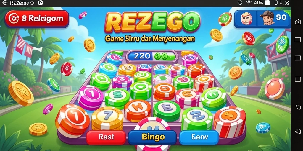 Tampilan gameplay seru dari REZEGO dengan suasana Bingo yang menarik.